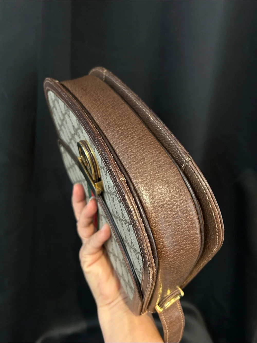 VTG Gucci Ophidia Coated Canvas Shoulder bag w/ Brown Trim Red/Green Sherry Line - Picture 11 of 17
